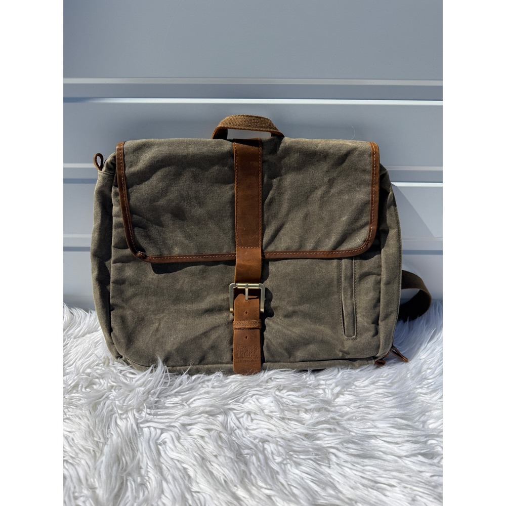 Brass Tacks Leathercraft Waxed Canvas Messenger Bag Olive Laptop Satchel Rugged